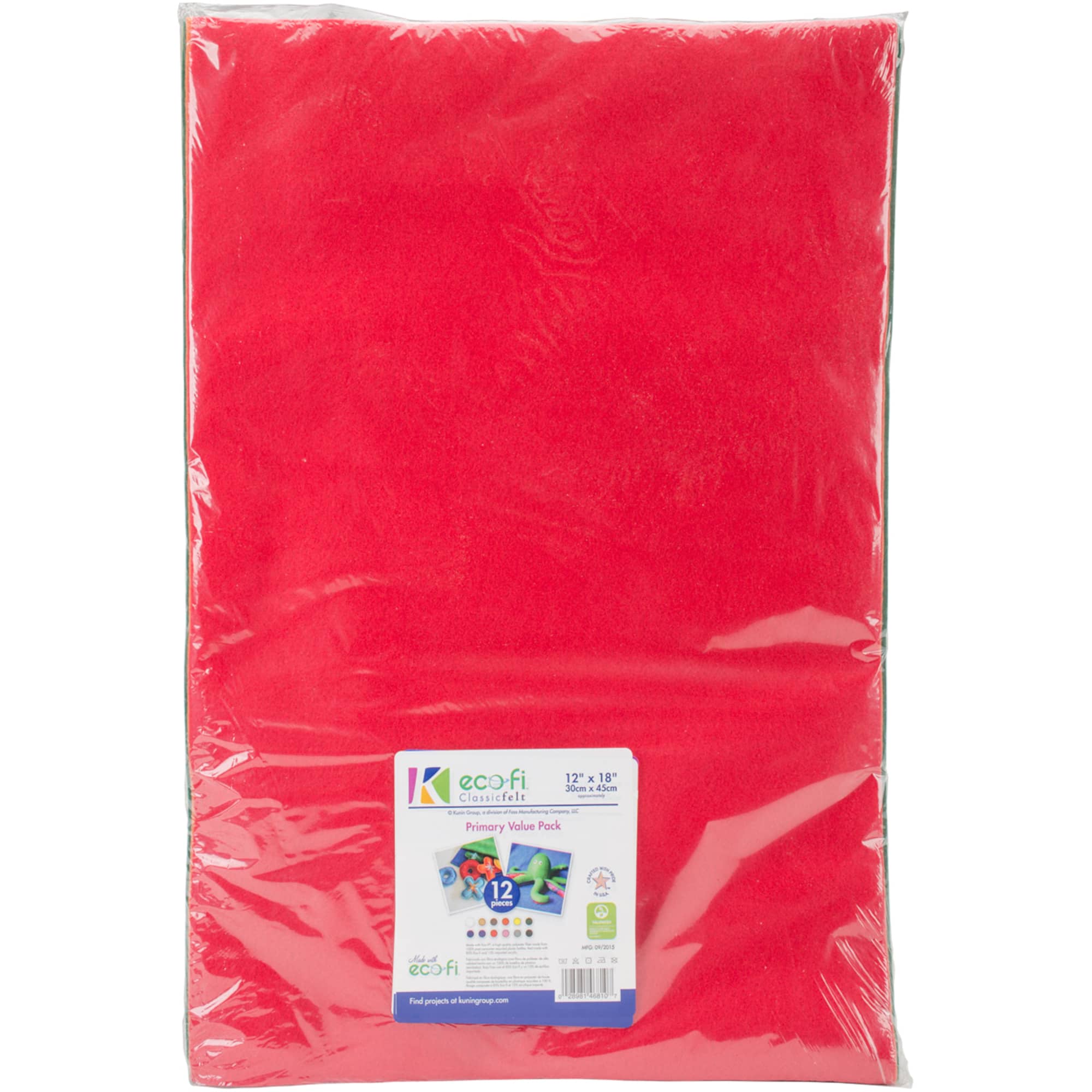 Kunin Assorted Colors Felt Fun Pack, 12" x 18"